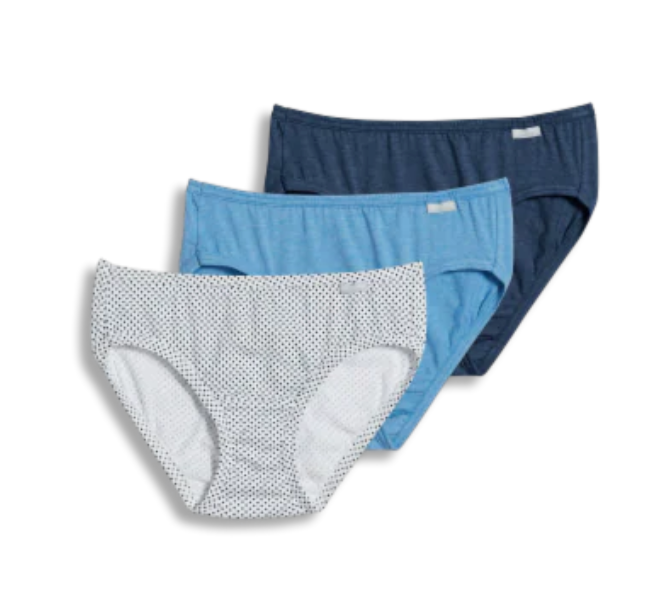 100% Cotton Elance Bikini - 3 Pack 7462 976 - Deep Blue Heather/Deep Blue Dot/Sea Blue Heather