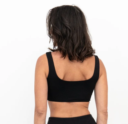 Bamboo Clipper Wireless Crop Top Bra - Black