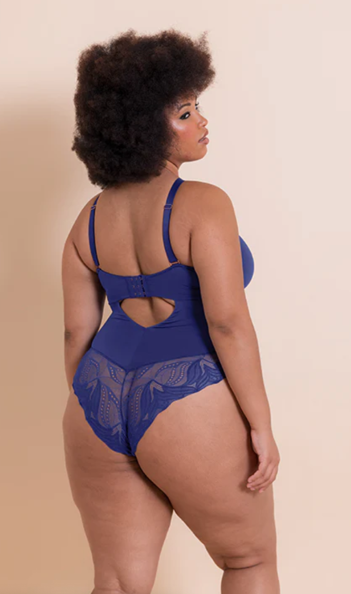 Scantilly Indulgence (SC) Multiway Stretch Lace Teddy - Deep Blue