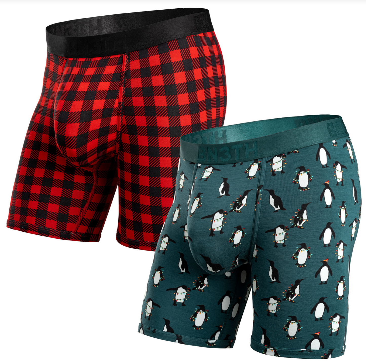BN3TH Classic 6.5" Boxer Brief 2 Pack - Buffalo Check/Penguins