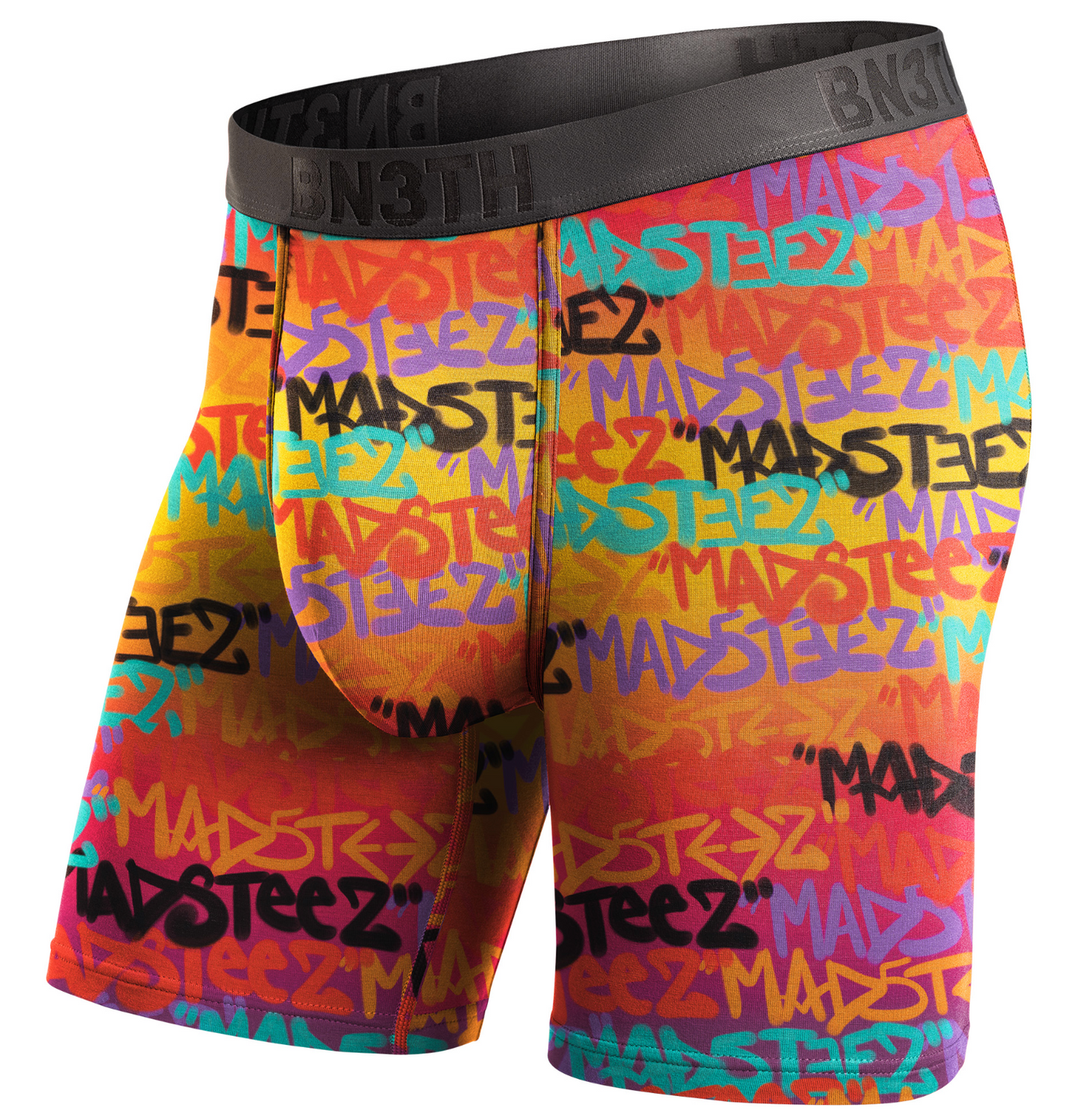 BN3TH 6.5" Classic Boxer Brief - Madsteez Rainbow Graffiti Black