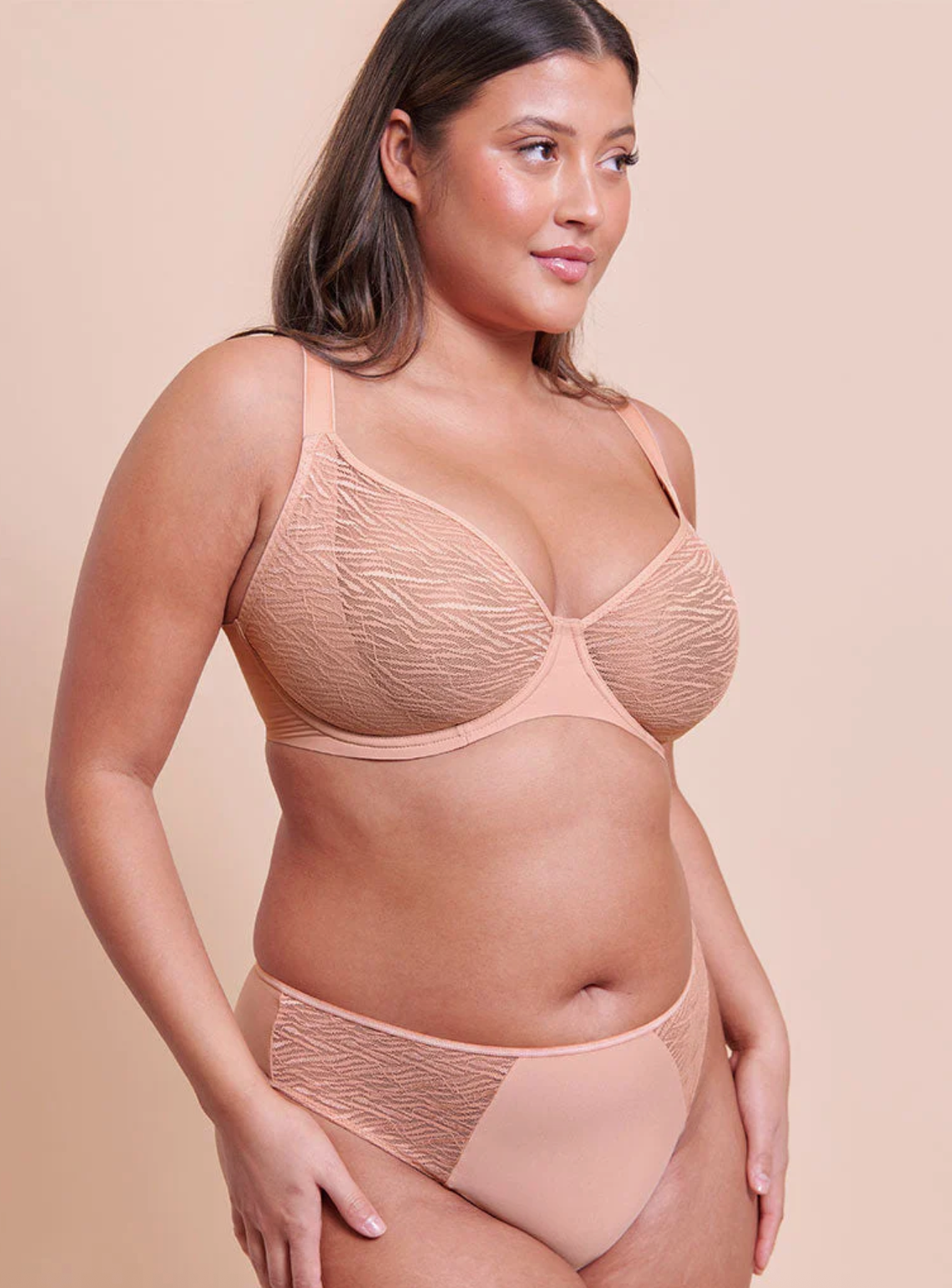 Smoothie Lace Brazilian Brief - Latte Beige