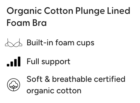 95% Organic Cotton Wireless Padded Plunge T-shirt Bra SICB299 - Black