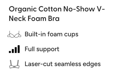 85% Organic Cotton Wireless No-Show Padded V-Neck T-shirt Bra SILC284 - Oatmeal
