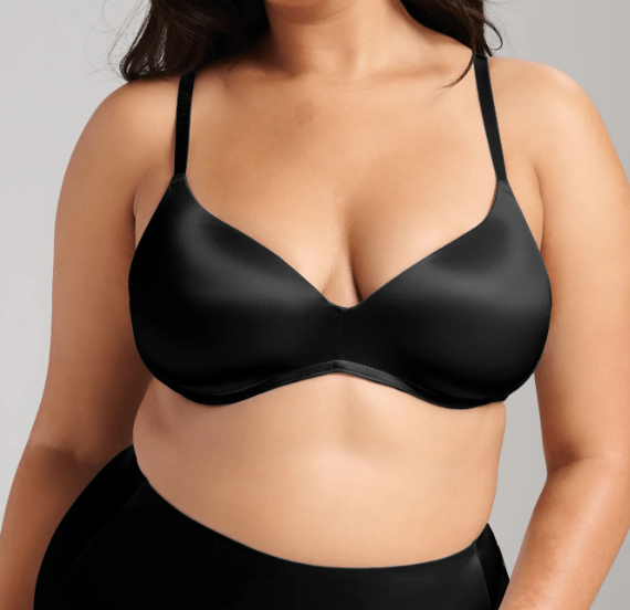 Wireless Smooth Satin Padded Push Up T-shirt Bra SISB285 - Black