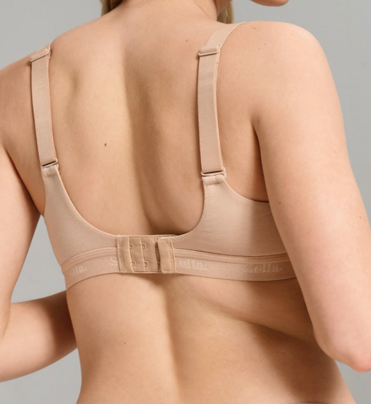 95% Organic Cotton Wireless Padded V-Neck T-shirt Bra SICB284 - Beach Beige