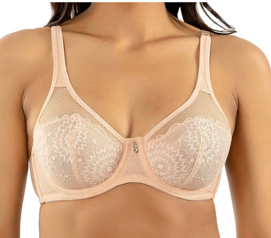 Luxlacy (X) Full Bust Lace Padded Bra P9002 - Cameo Rose