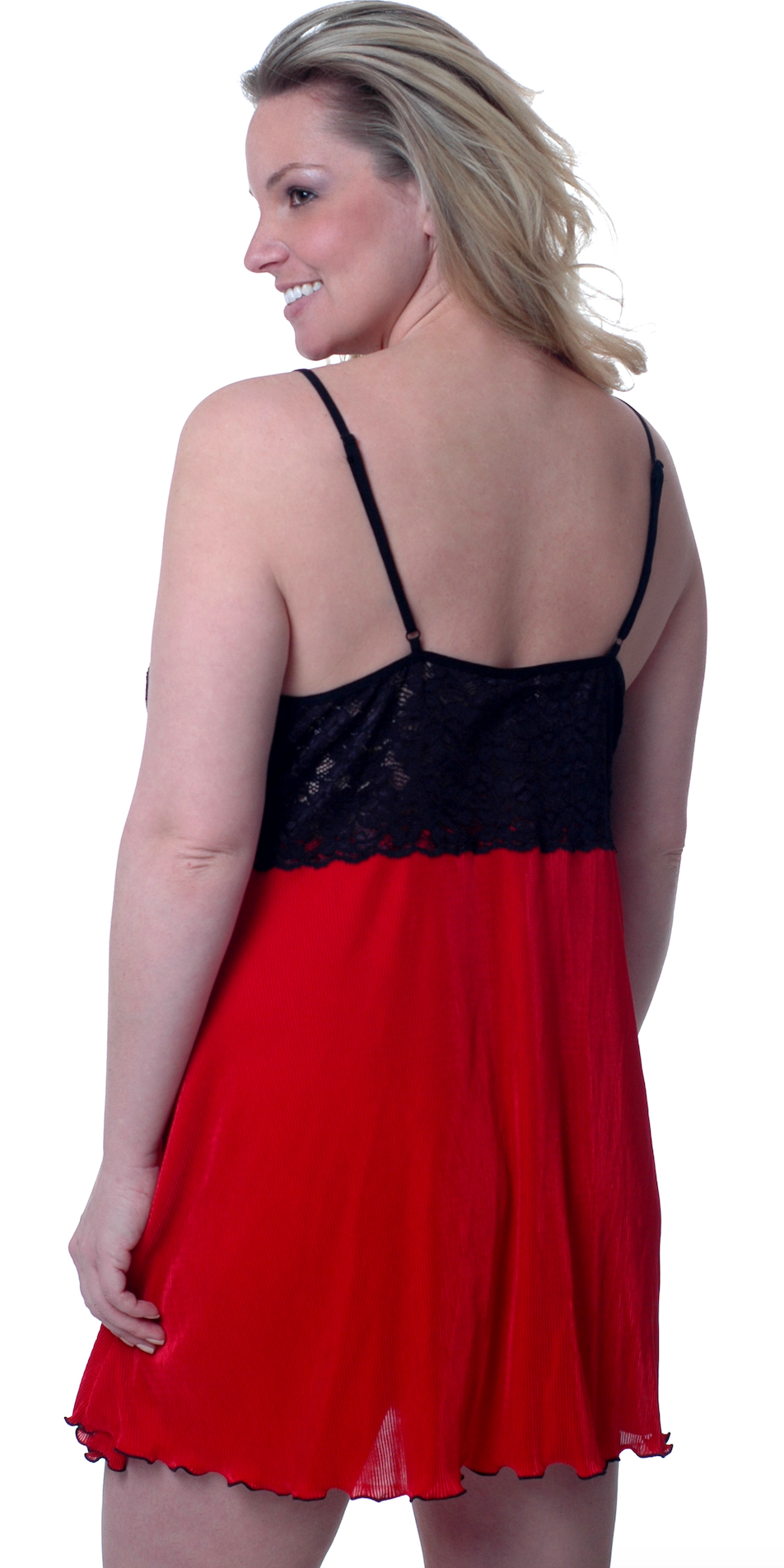 Crystal Pleat Chemise 4066 - Red/black