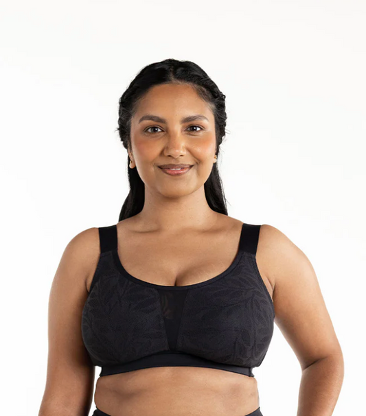 Ginger Wireless Smooth Lace Full Coverage Bra - Black