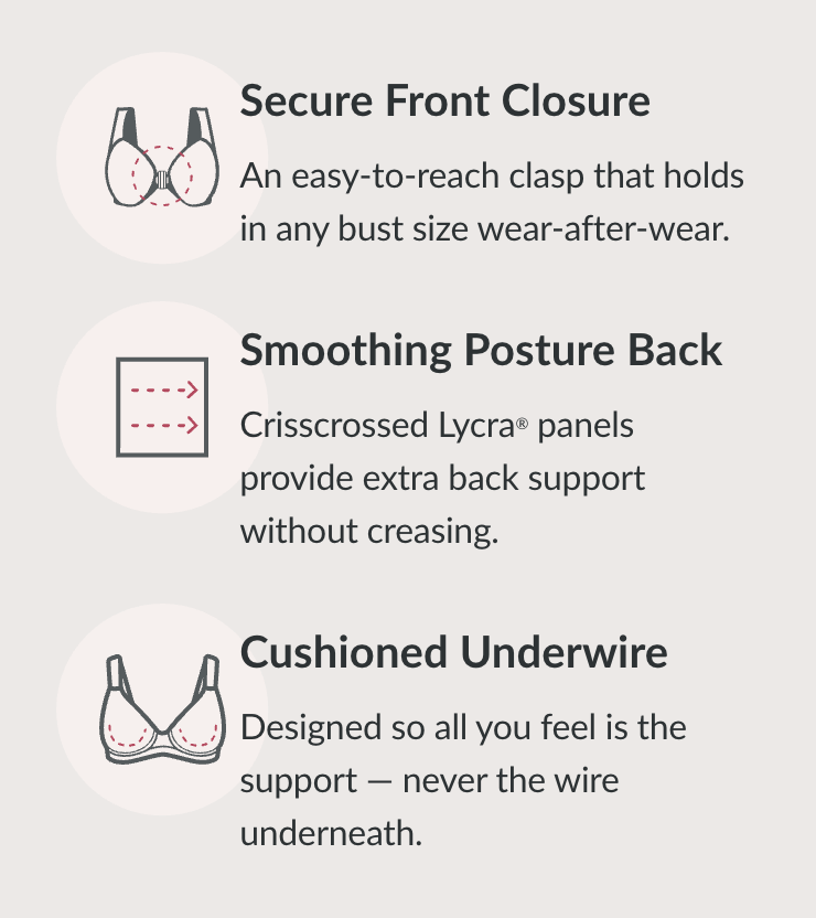 1255 Front Close Posture Back Wonderwire Bra - Black
