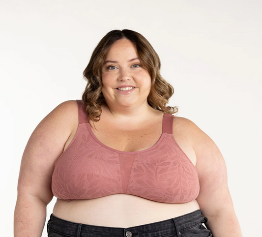 Ginger (X) Wireless Smooth Lace Full Coverage Bra - Dark Rose