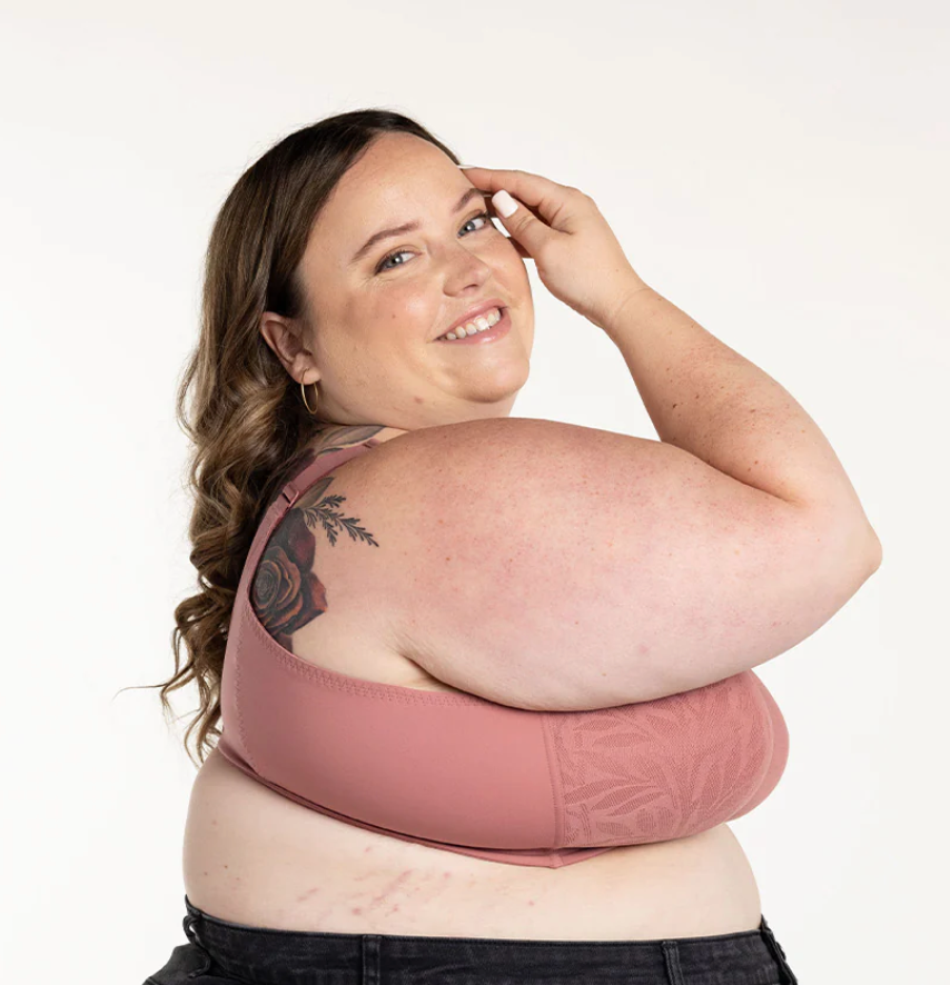 Ginger (X) Wireless Smooth Lace Full Coverage Bra - Dark Rose