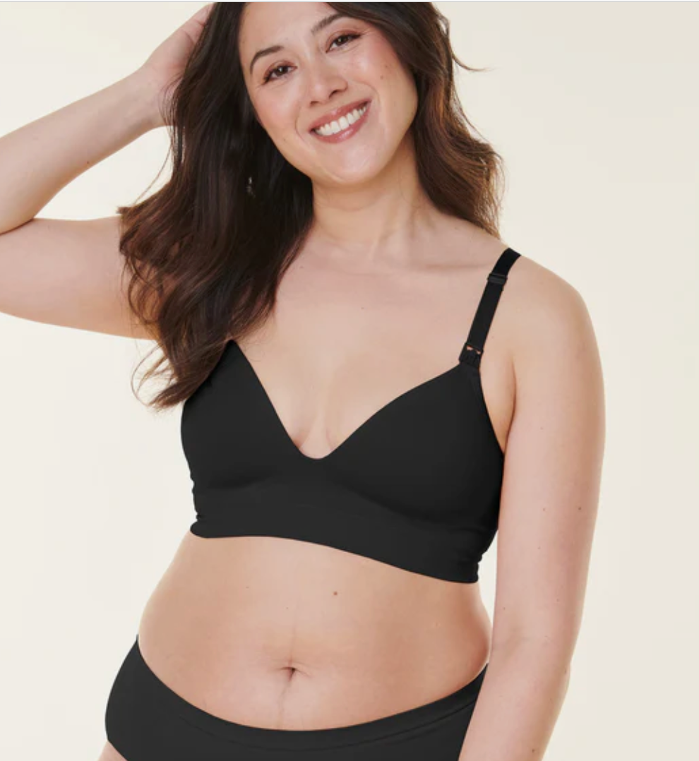 Wireless (X) Plunge T-shirt Maternity and Nursing Bra 11059 - Black