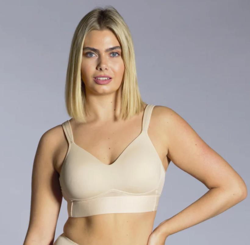 Wireless Pullover T-shirt Bra with Mesh Back Detail 0021 - Beige