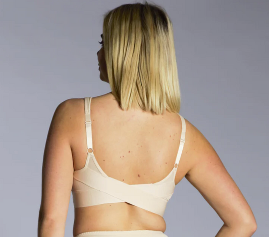 Wireless Pullover T-shirt Bra with Mesh Back Detail 0021 - Beige