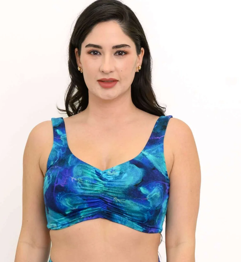 Bamboo Clipper (SC) Wireless Crop Top Bra - Ocean Reef