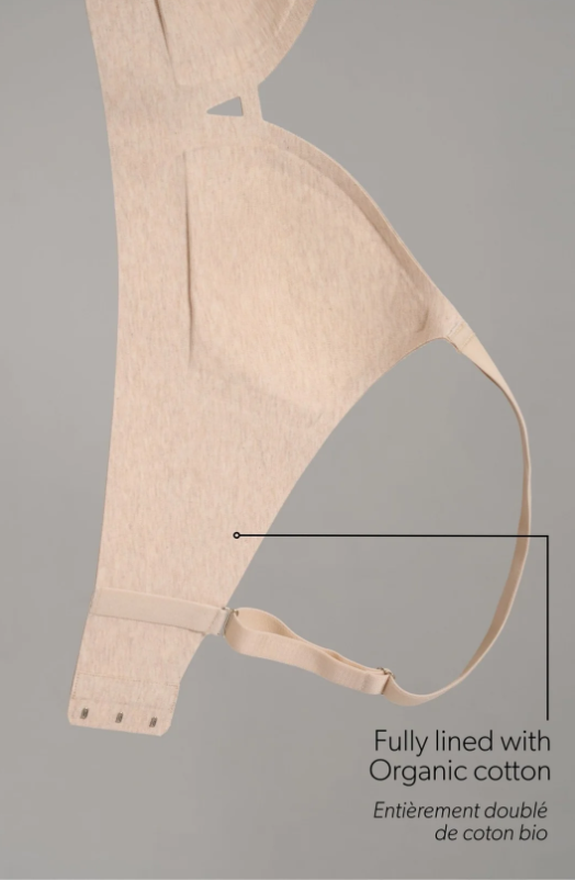 85% Organic Cotton Wireless No-Show Padded V-Neck T-shirt Bra SILC284 - Oatmeal