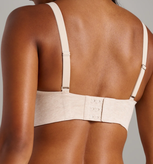 85% Organic Cotton Wireless No-Show Padded V-Neck T-shirt Bra SILC284 - Oatmeal