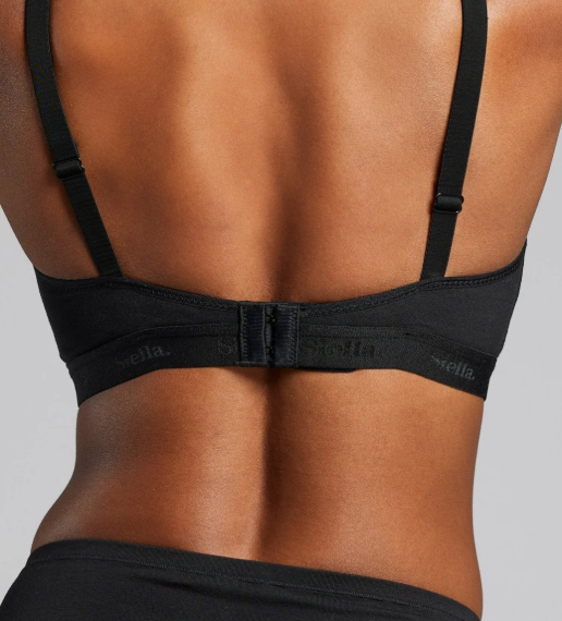 95% Organic Cotton Wireless Padded Plunge T-shirt Bra SICB299 - Black