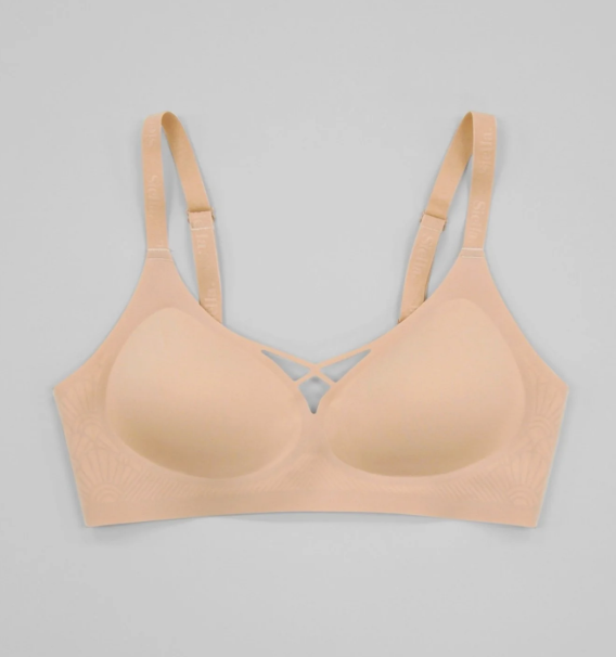 Wireless No-Show Padded V-Neck T-shirt Bra SINS284 - Maple Sugar