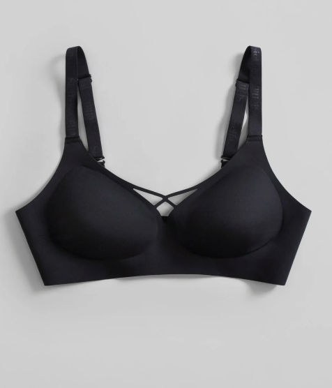 Wireless No-Show Padded V-Neck T-shirt Bra SINS284 - Black