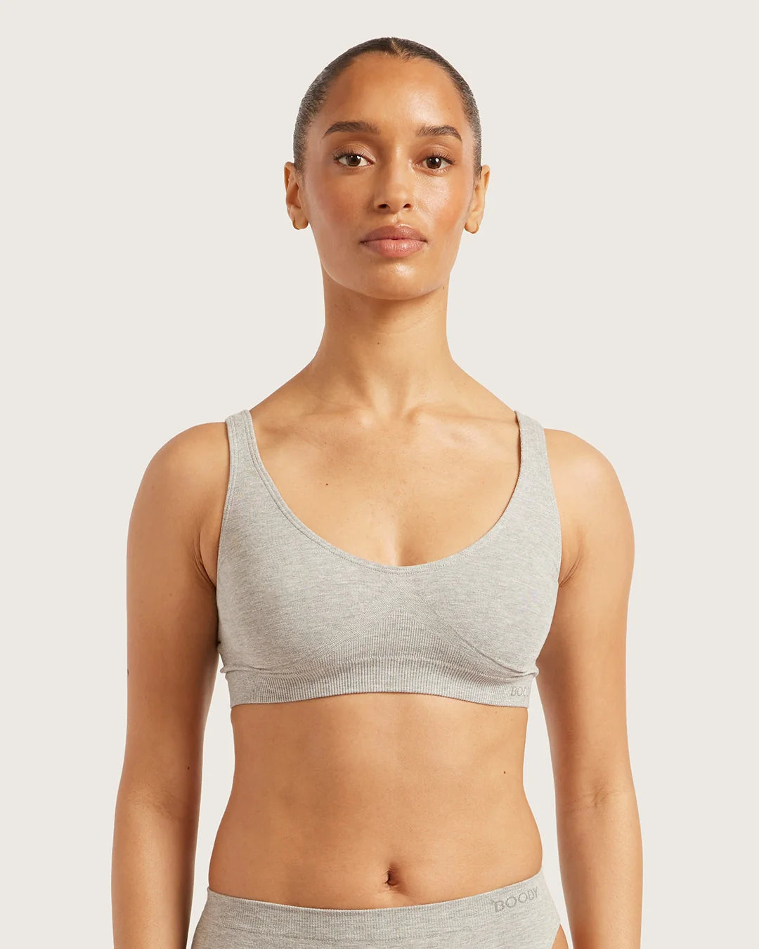 Wireless Bamboo T-shirt Crop Bra (AA-B) BR - Light Grey Marl