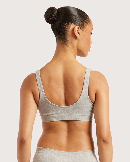 Wireless Bamboo T-shirt Crop Bra (AA-B) BR - Light Grey Marl