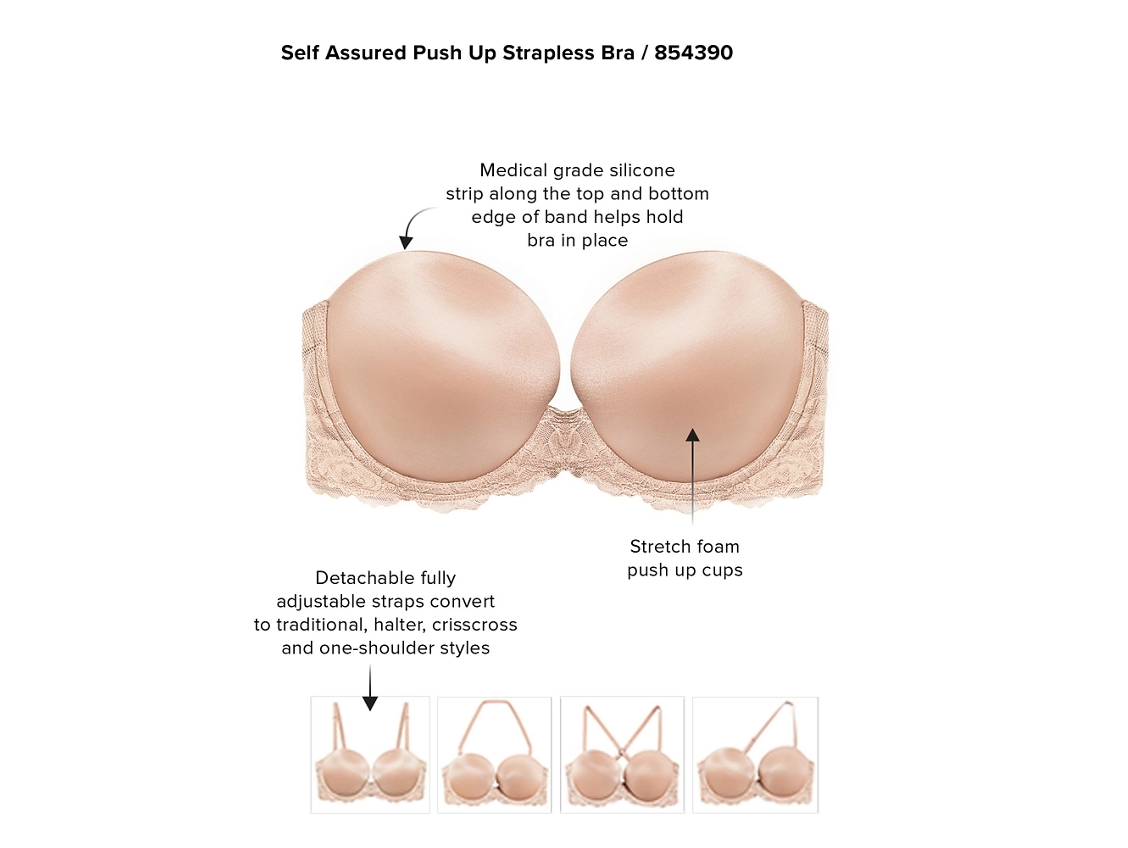 Self Assured Plunge Push Up Strapless Bra 854390 - Black