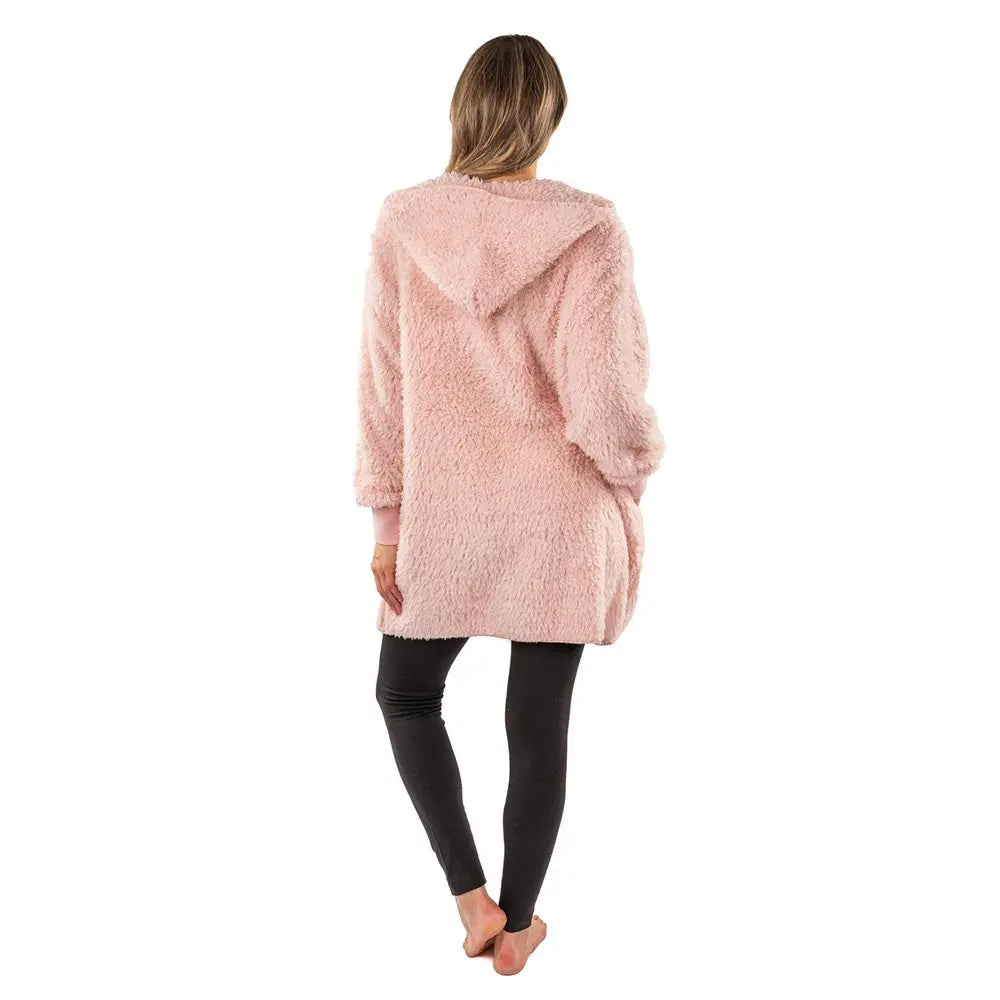 32" Hooded Sherpa Jacket with Pockets - Pink