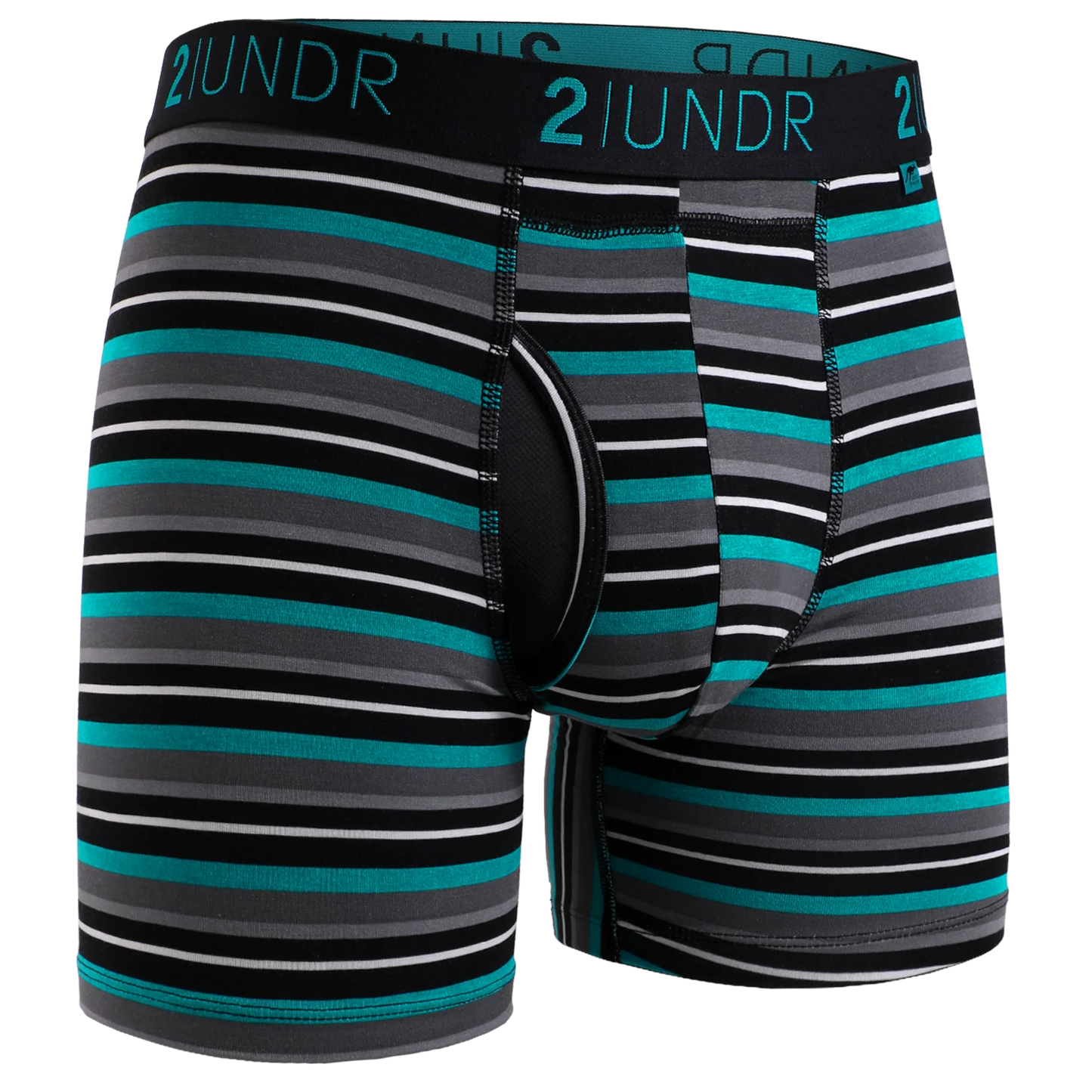 2UNDR (SC) 6" Swing Shift Boxer Brief 536 - Teal Stripe