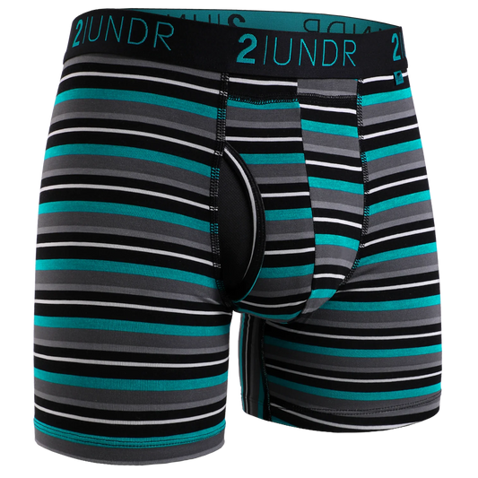 2UNDR (SC) 6" Swing Shift Boxer Brief 536 - Teal Stripe