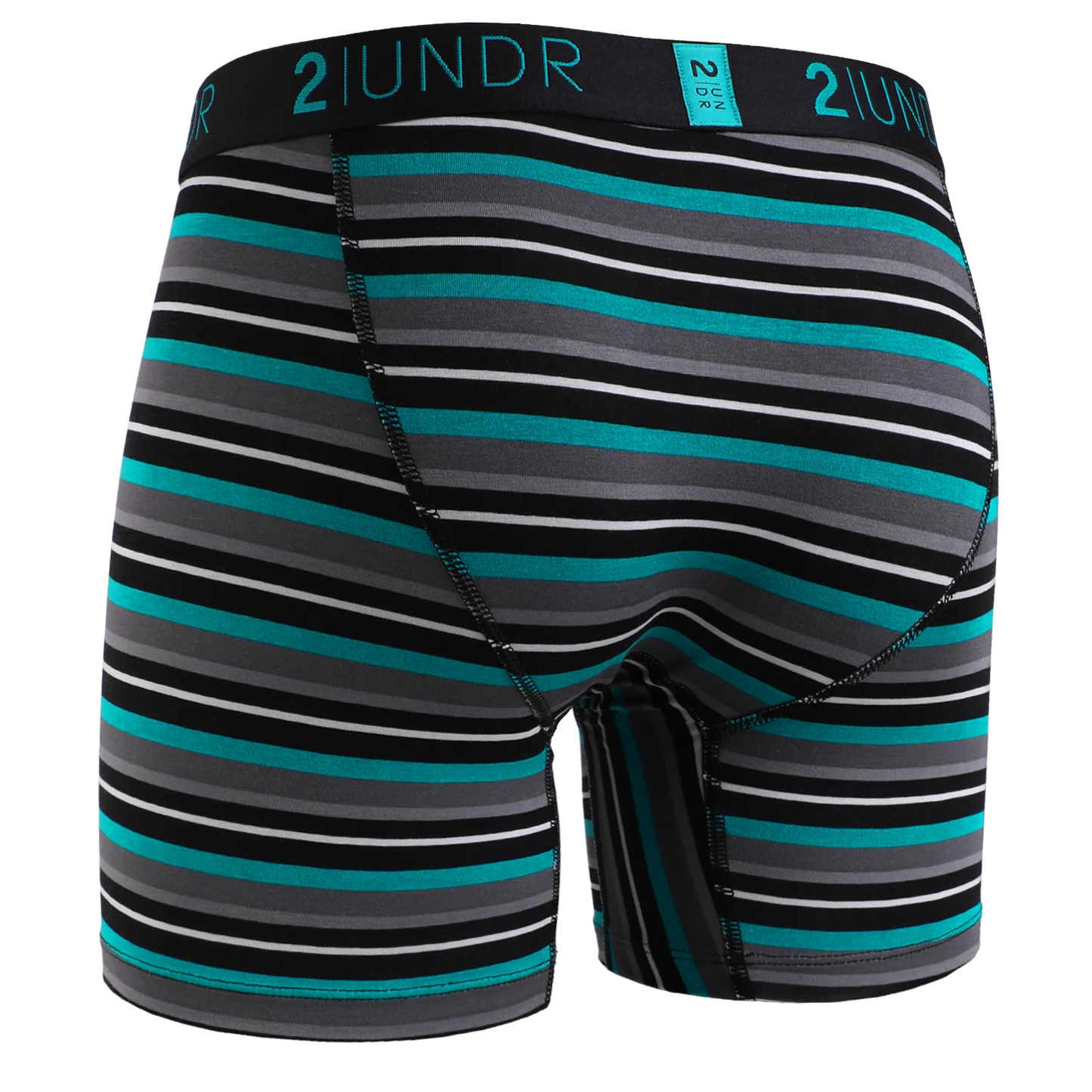 2UNDR (SC) 6" Swing Shift Boxer Brief 536 - Teal Stripe