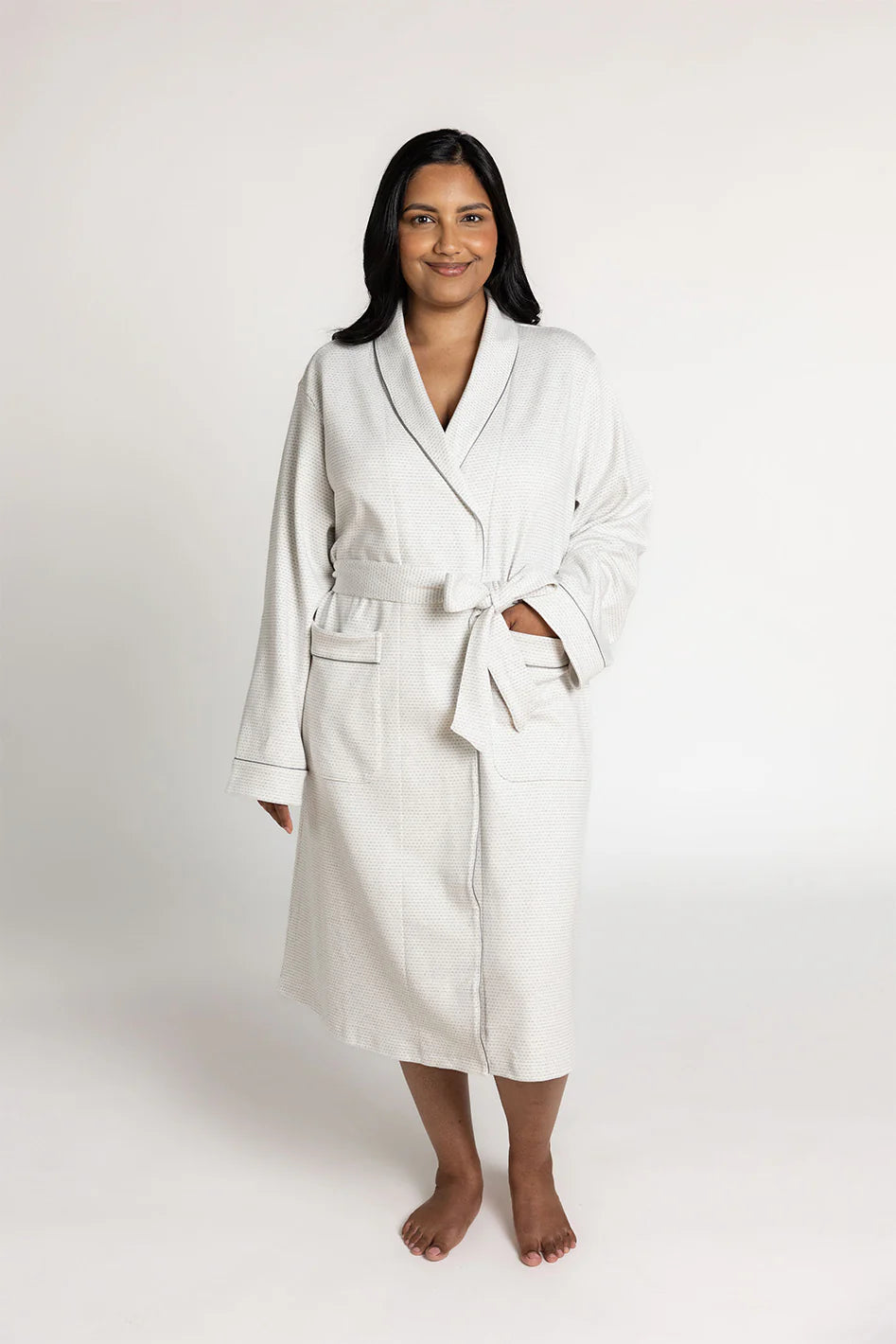 Cotton Plush Robe - Light Grey