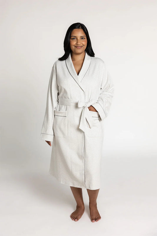 Cotton Plush Robe - Light Grey