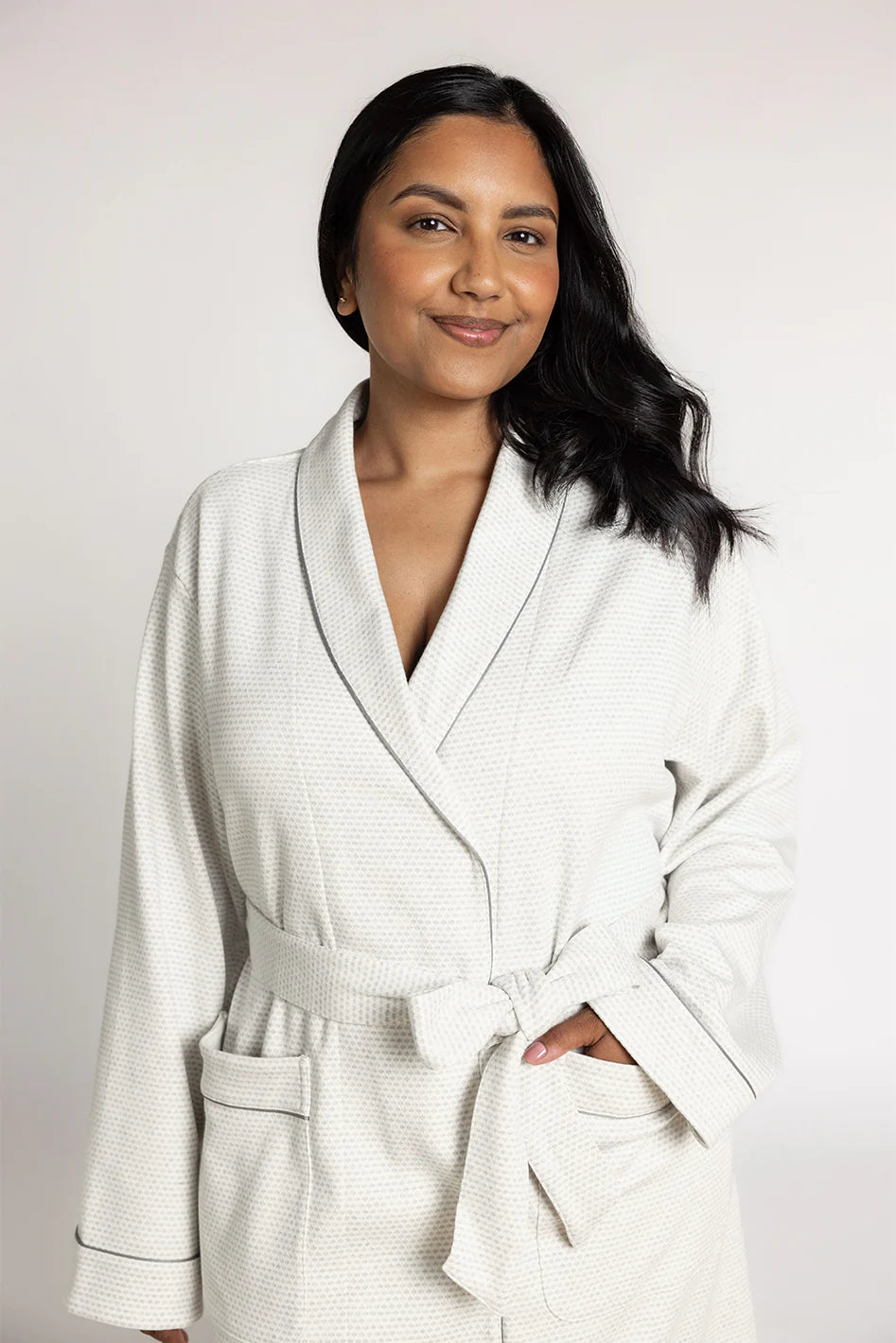 Cotton Plush Robe - Light Grey