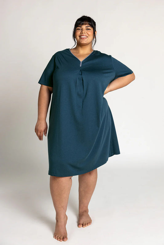 Cotton Modal Short Sleeve Sleepshirt - Ink Blue