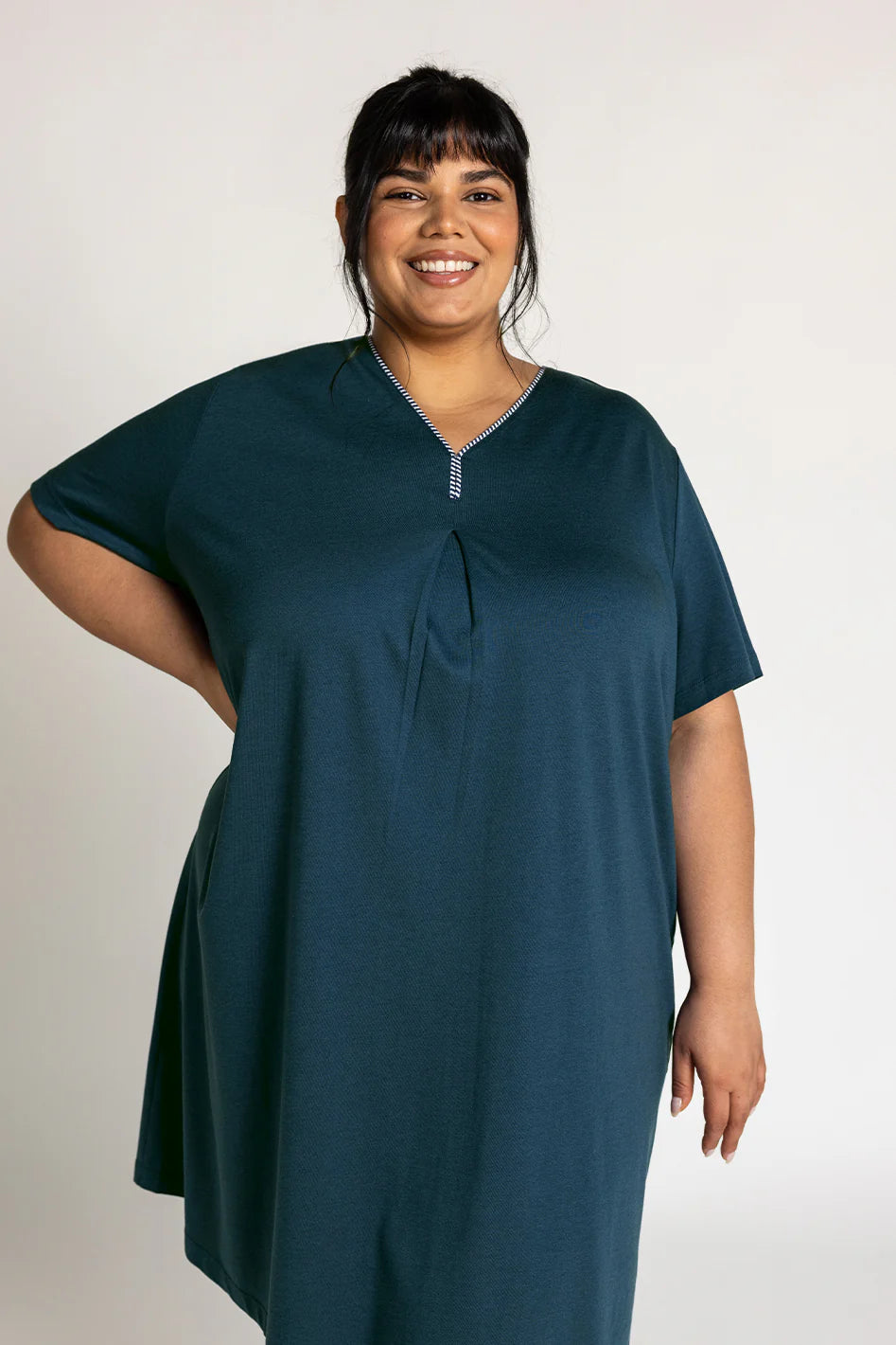 Cotton Modal Short Sleeve Sleepshirt - Ink Blue