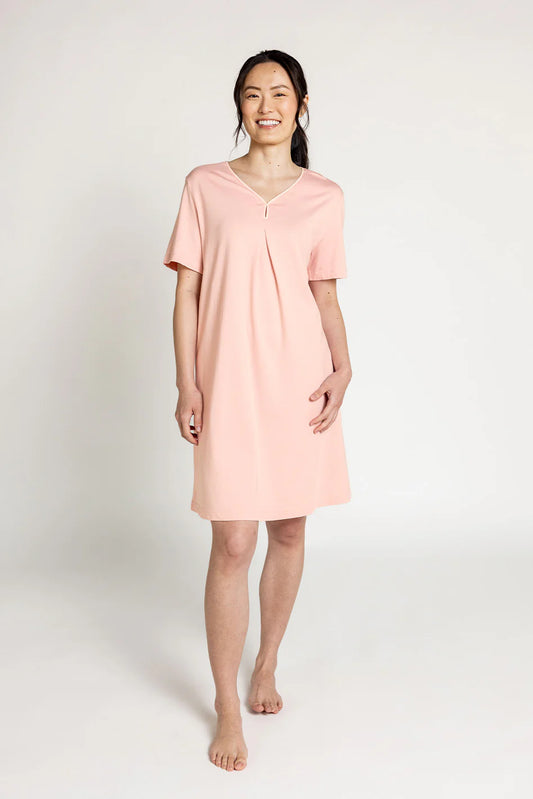 Cotton Modal Short Sleeve Sleepshirt - Peach Pink