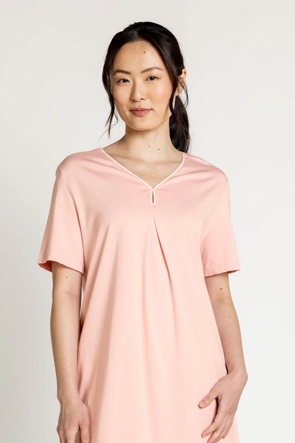 Cotton Modal Short Sleeve Sleepshirt - Peach Pink