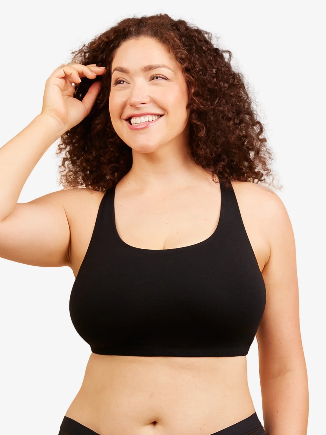 514 Serena Cotton Wireless Racerback Bra - Black