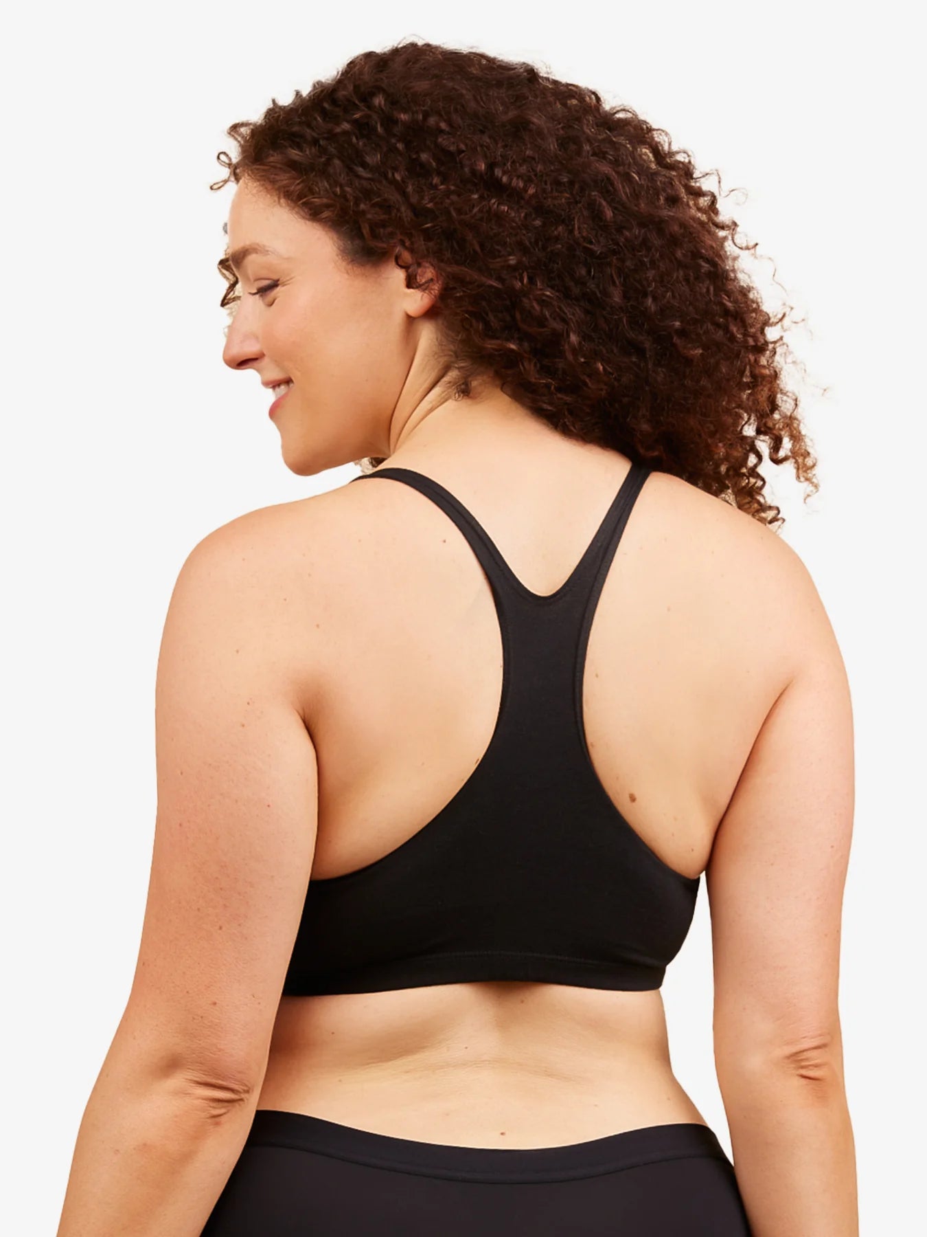 514 Serena Cotton Wireless Racerback Bra - Black