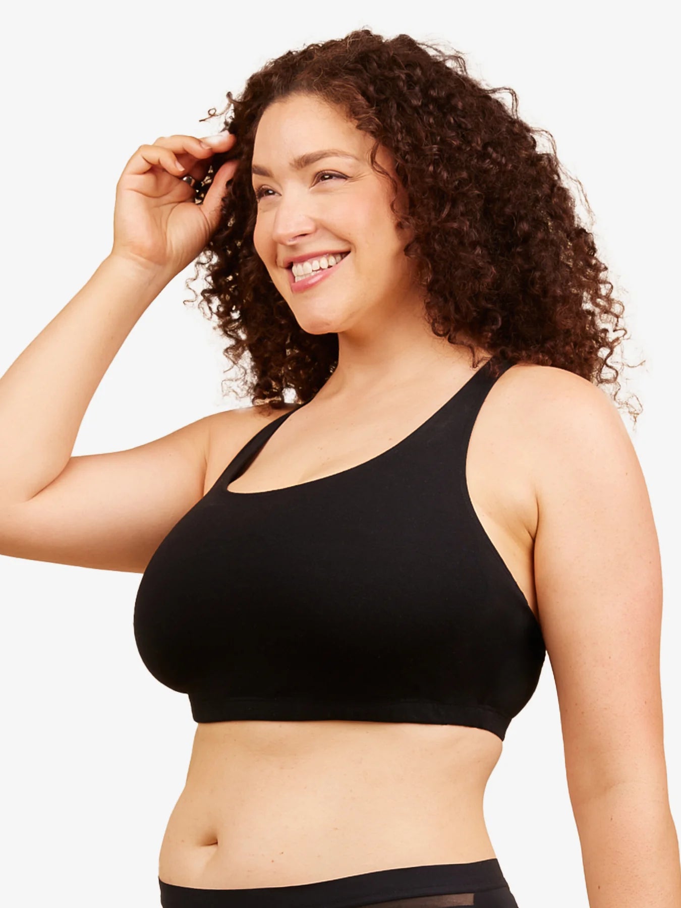 514 Serena Cotton Wireless Racerback Bra - Black