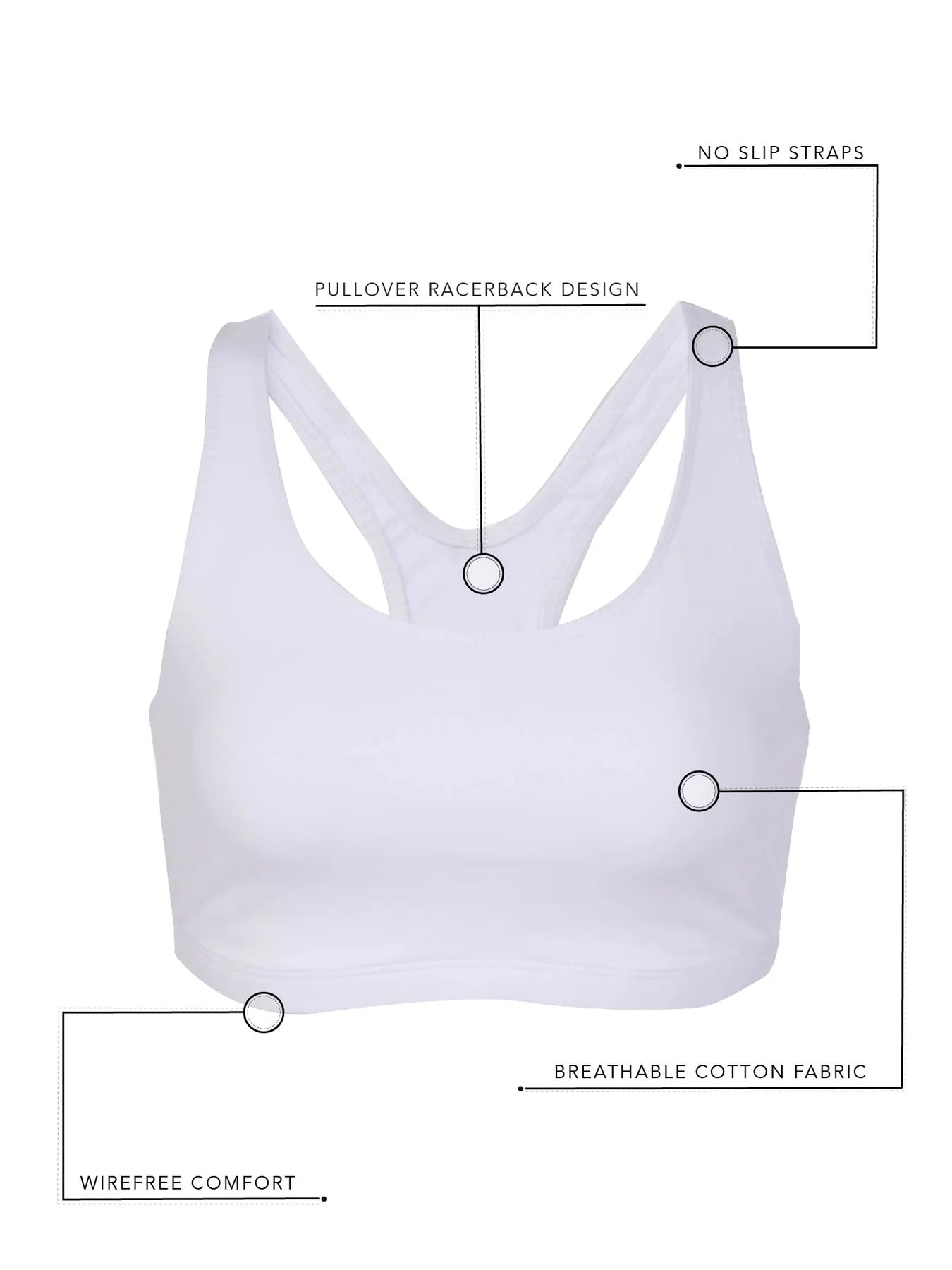 514 Serena Cotton Wireless Racerback Bra - Heather Grey