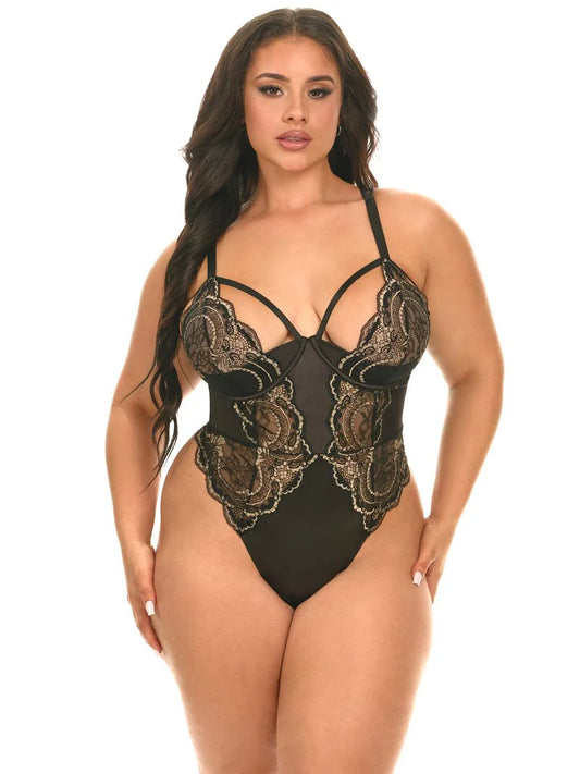 Dakota Cage Lace Teddy 51-12006 - Black