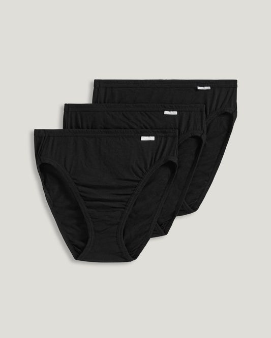 100% Cotton Elance French Cut Brief - 3 Pack 7461/7467 001 - Black