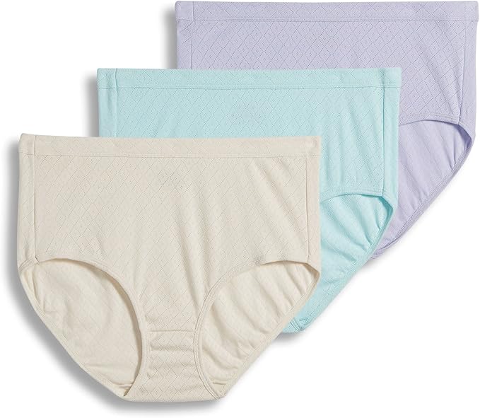 100% Cotton Elance Breathe Brief 3 Pack 7419 511 - Sand/Light Teal/Violet