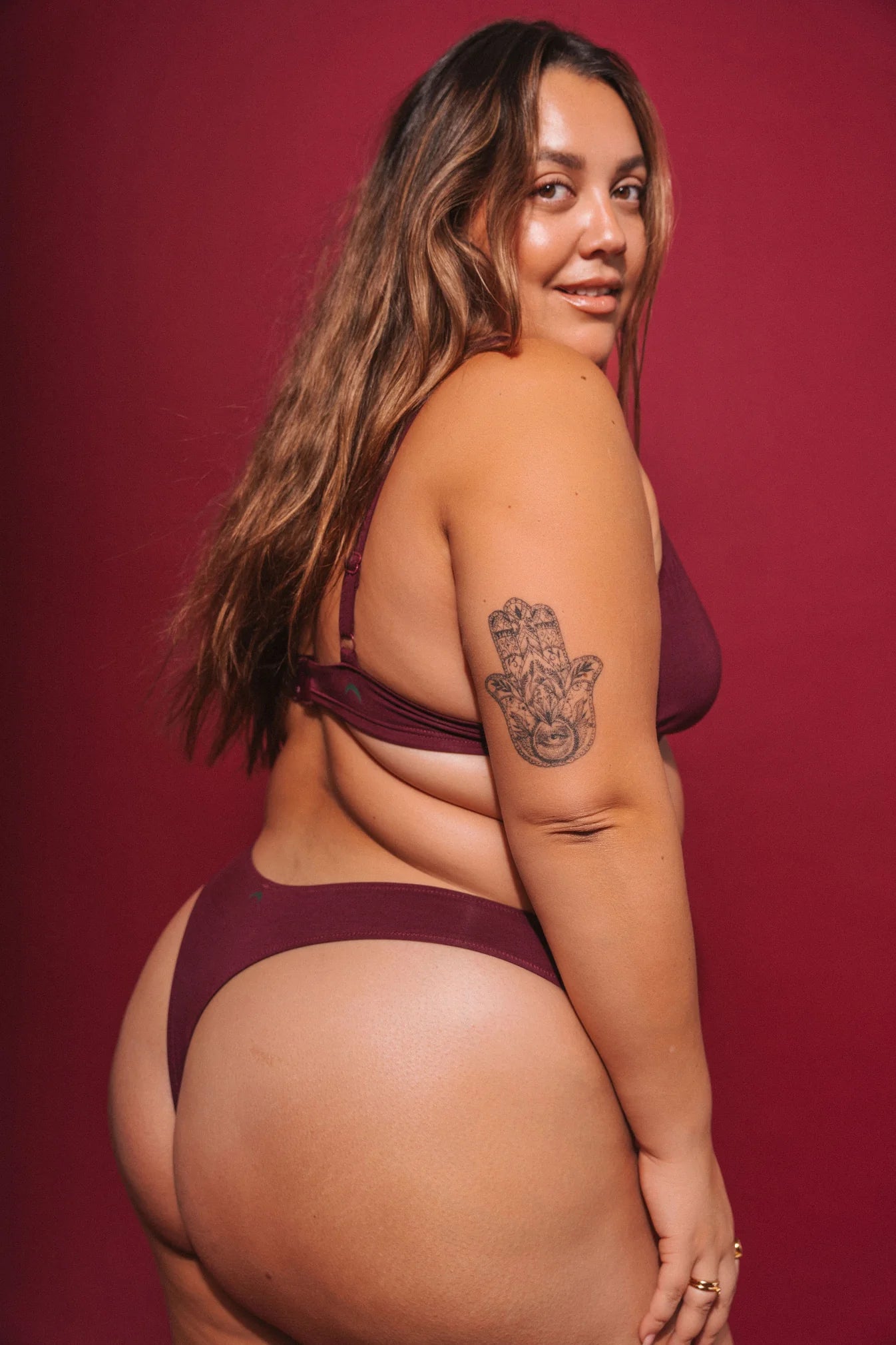 High Rise Mineral Thong (D+) - Maroon