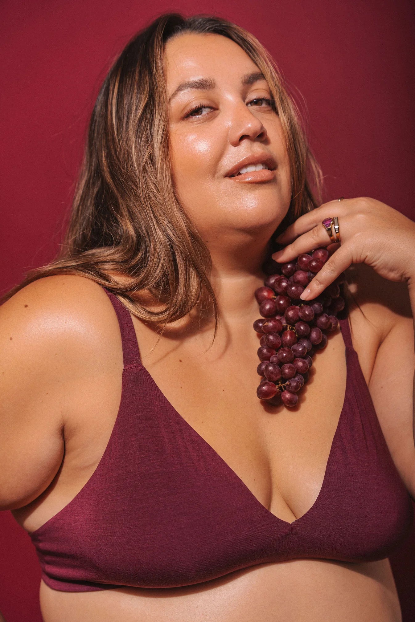 Mineral Wireless Triangle Bralette (D+) - Maroon