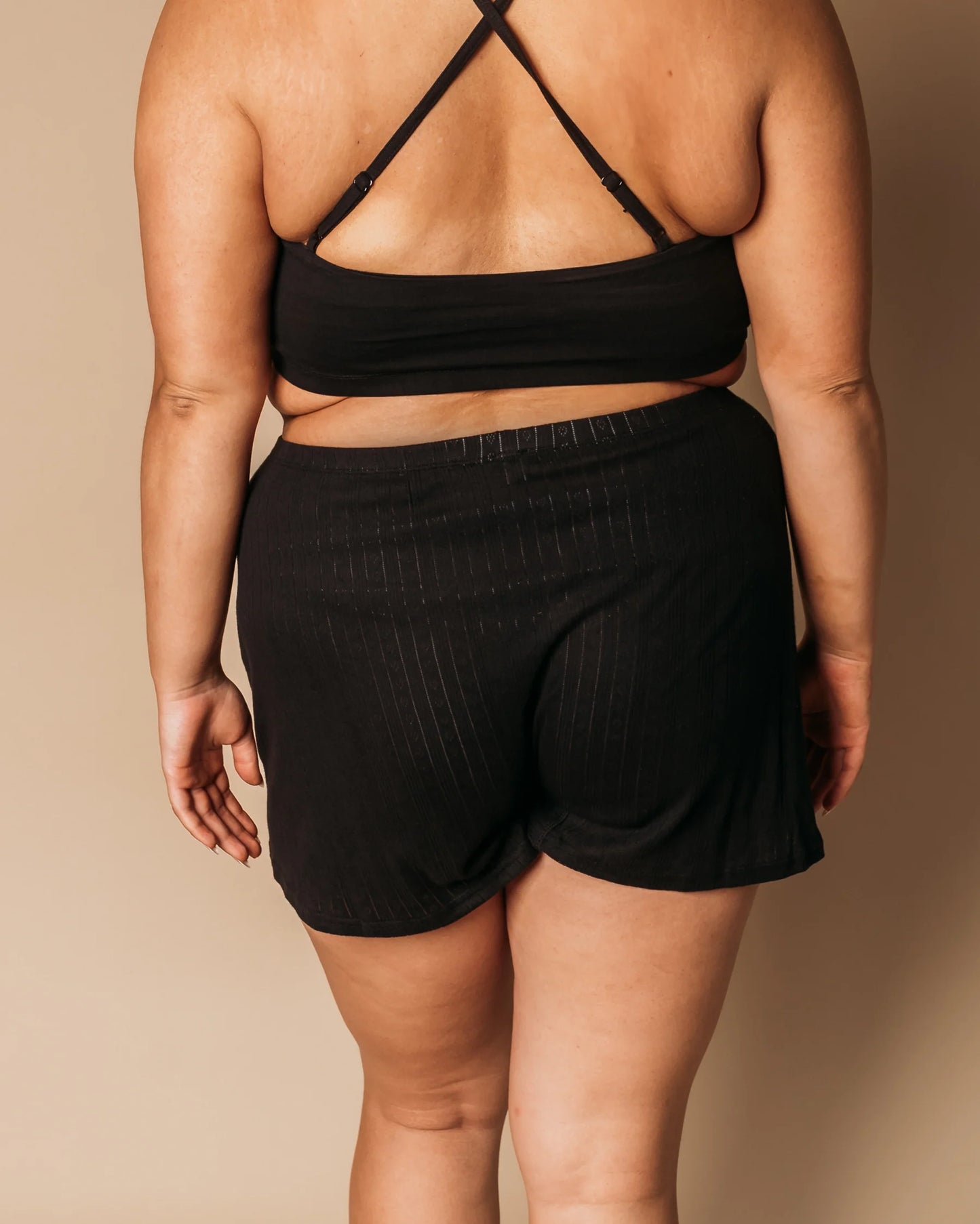 Women's Pointelle Boxers 100% Organic Cotton - Black