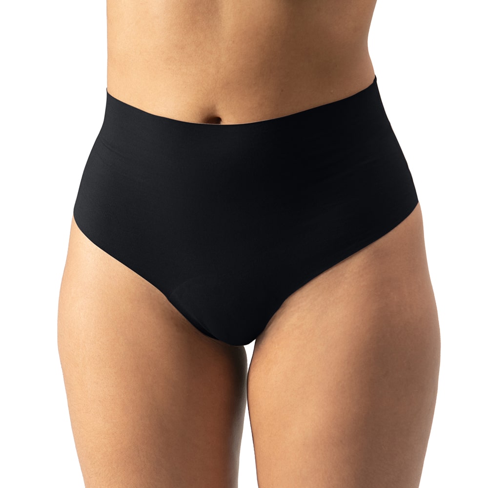 Organic Cotton High Waist Thong - Black